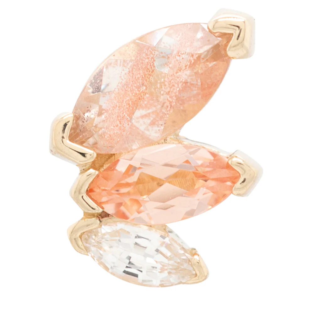 "French Kiss" Large Threaded End in Gold & Platinum with Oregon Sunstone, Champagne Sapphire & White Sapphire - Image 4