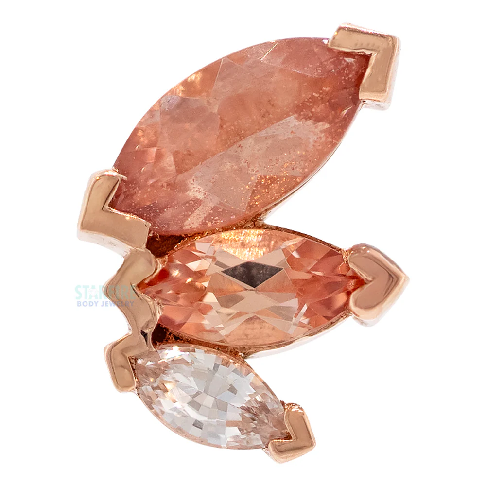 "French Kiss" Large Threaded End in Gold & Platinum with Oregon Sunstone, Champagne Sapphire & White Sapphire - Image 5
