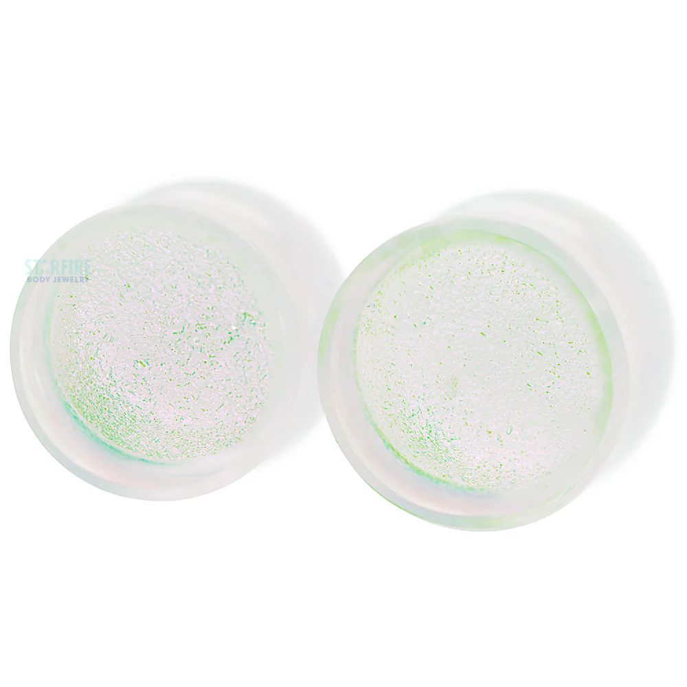 Fused Dichroic Glass Plugs - Opal - Image 2