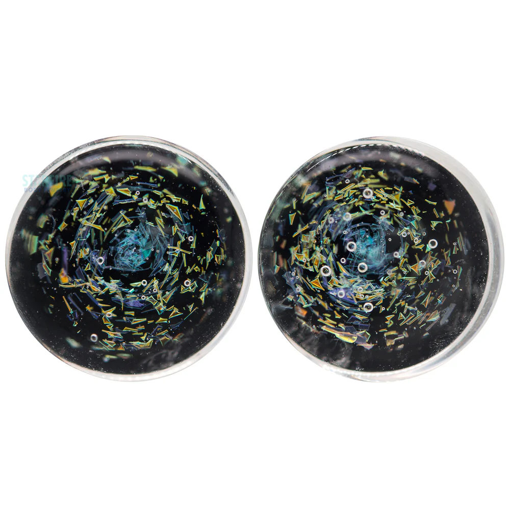 Galaxy Glass Plugs - Purple & Gold on Black - Image 2