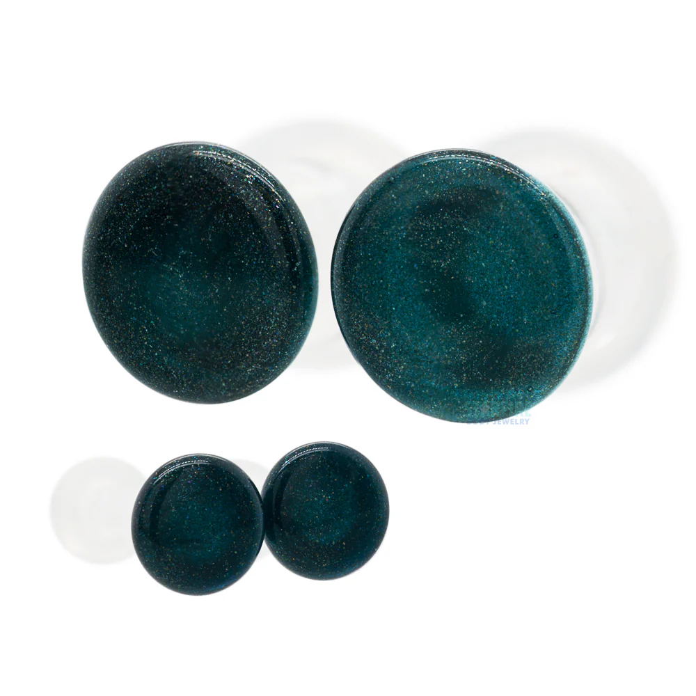 Glass Colorfront Plugs - Indigo Sparkle