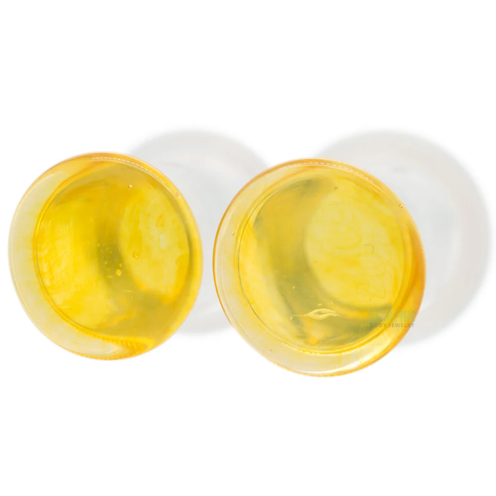 Glass Colorfront Plugs - Translucent Yellow - Image 4