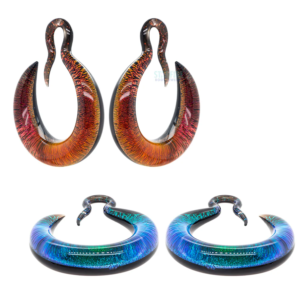 Crescent Dichroic Glass Hoop Weights - Image 5