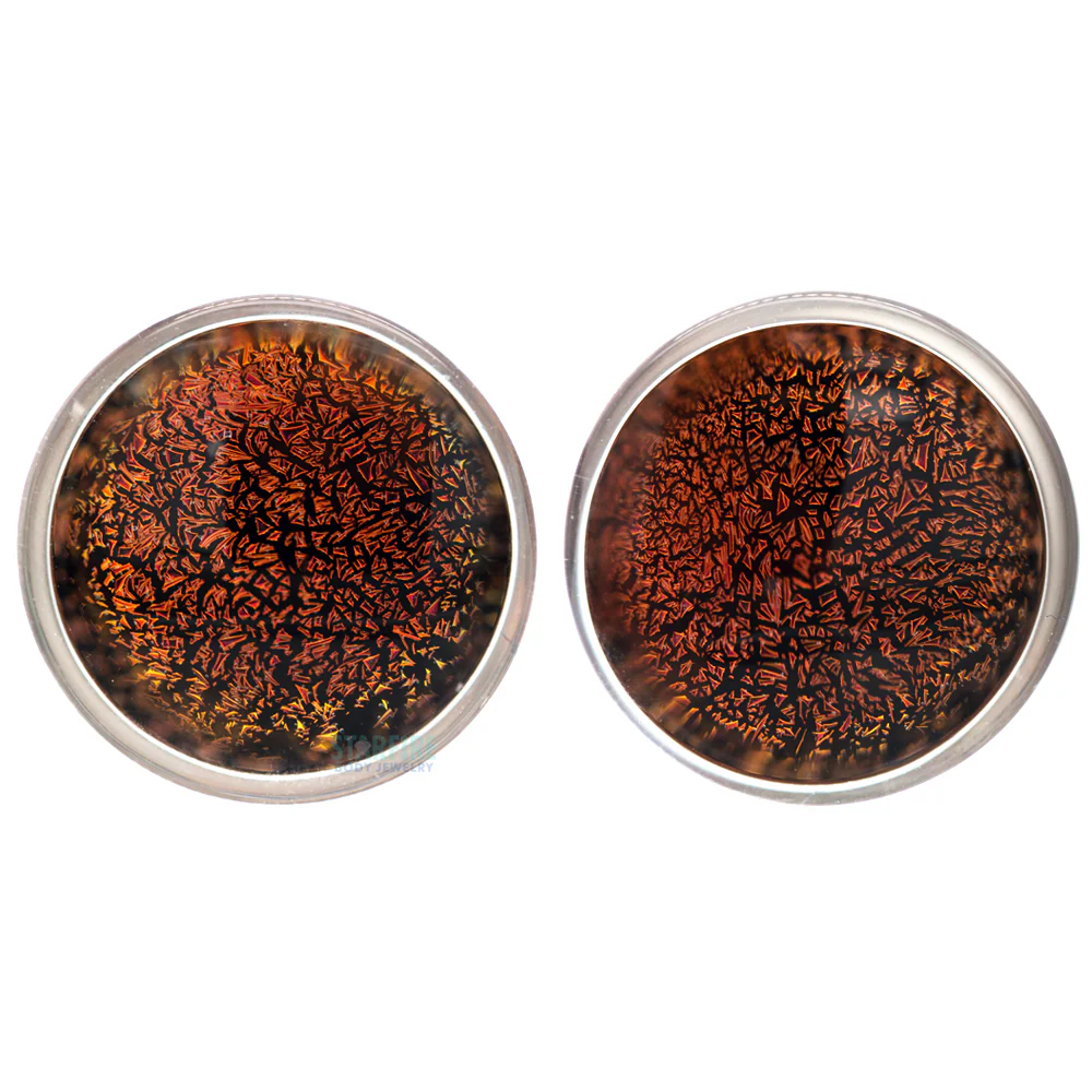 Dichroic Glass Plugs - Red Gold - Image 3