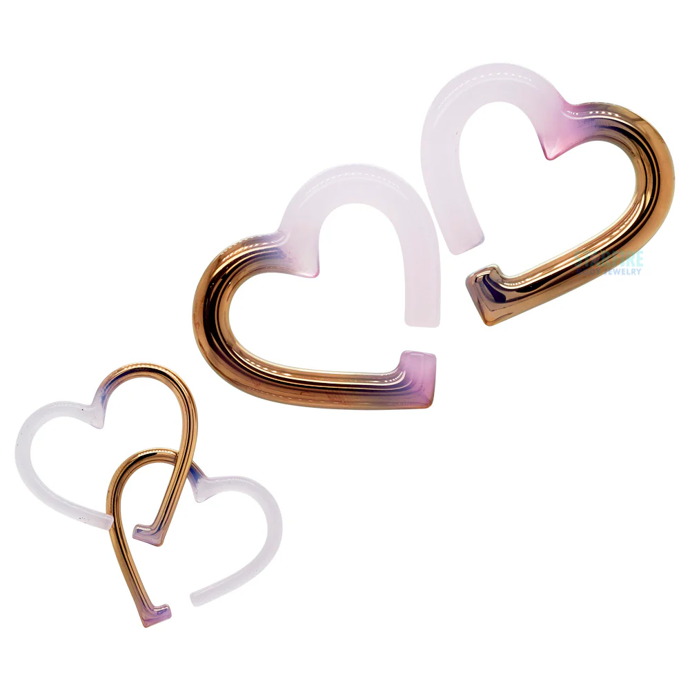 Glass Hearts - 22k Gold & Rose Quartz