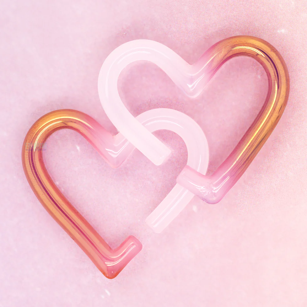 Glass Hearts - 22k Gold & Rose Quartz - Image 2