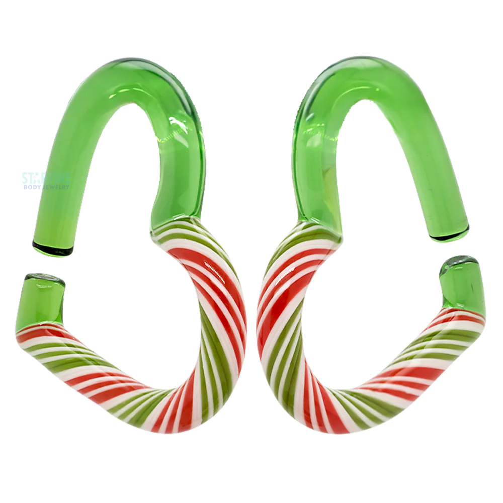 Glass Hearts - Red, Green & White Candy Cane on Green - Image 3