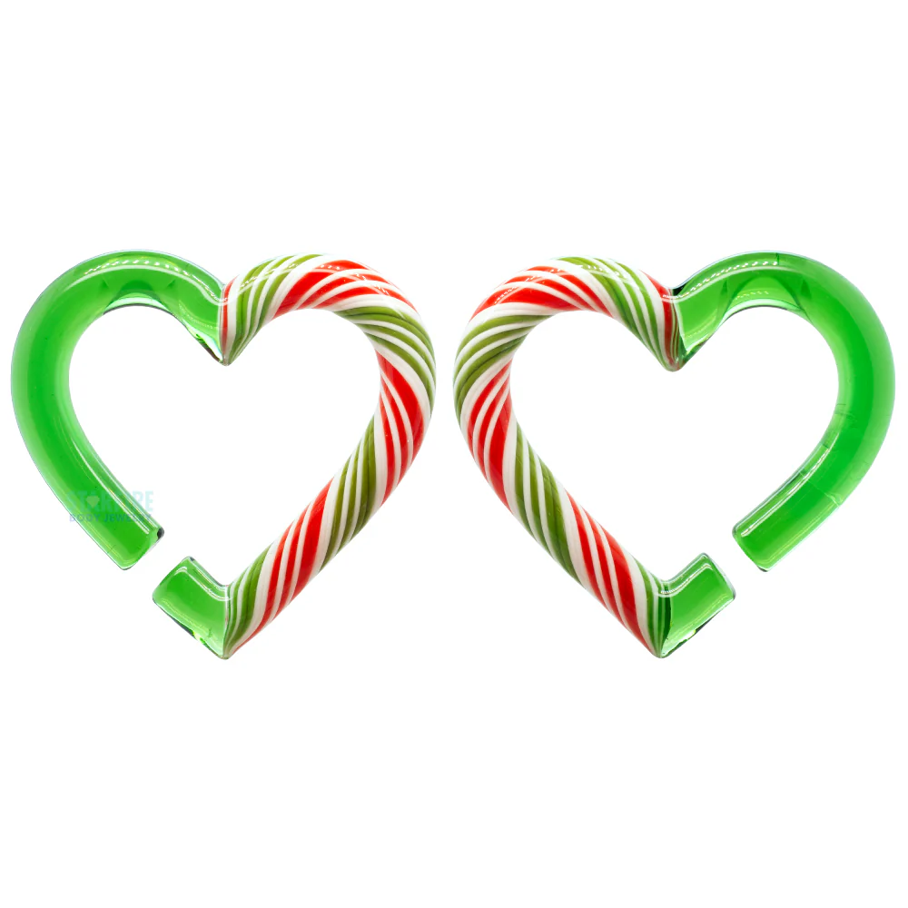 Glass Hearts - Red, Green & White Candy Cane on Green - Image 4