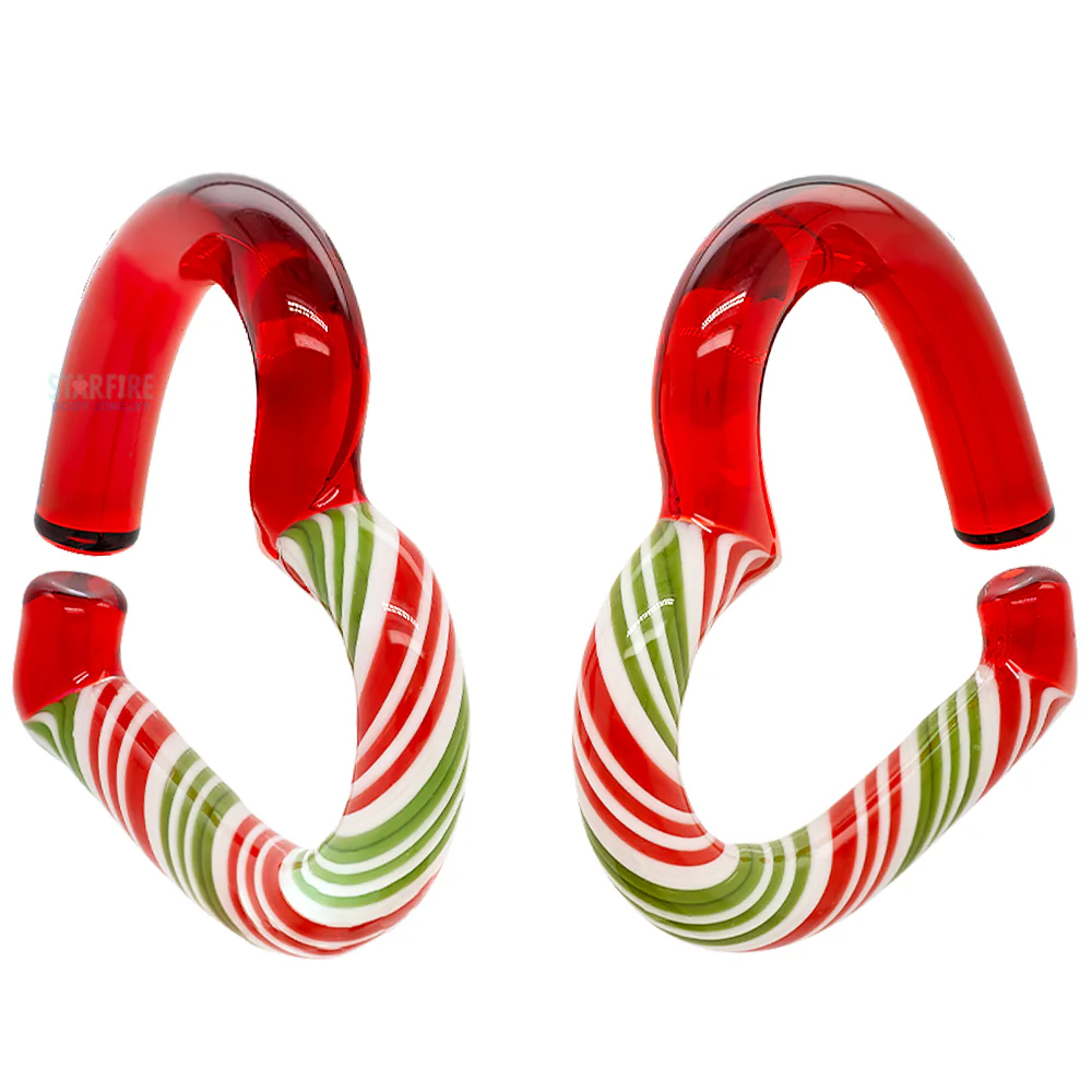 Glass Hearts - Red, Green & White Candy Cane on Red - Image 3