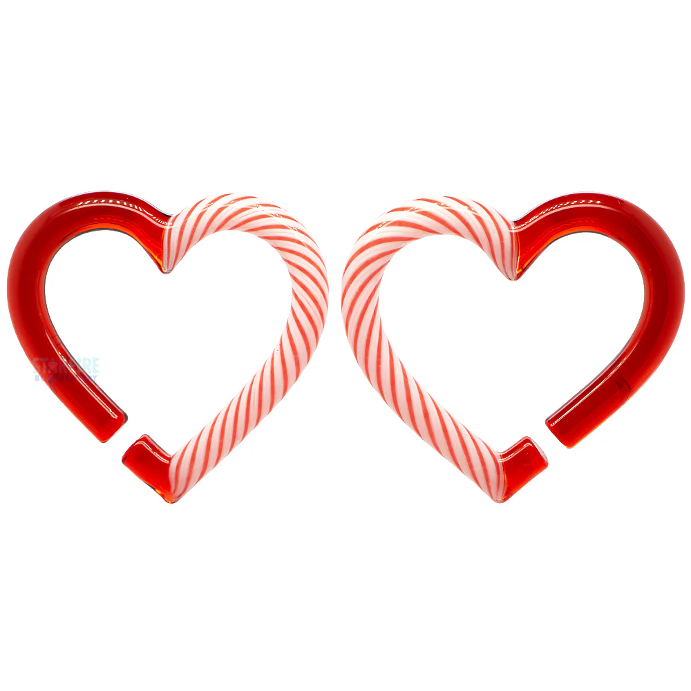 Glass Hearts - Red & White Candy Cane on Red - Image 2