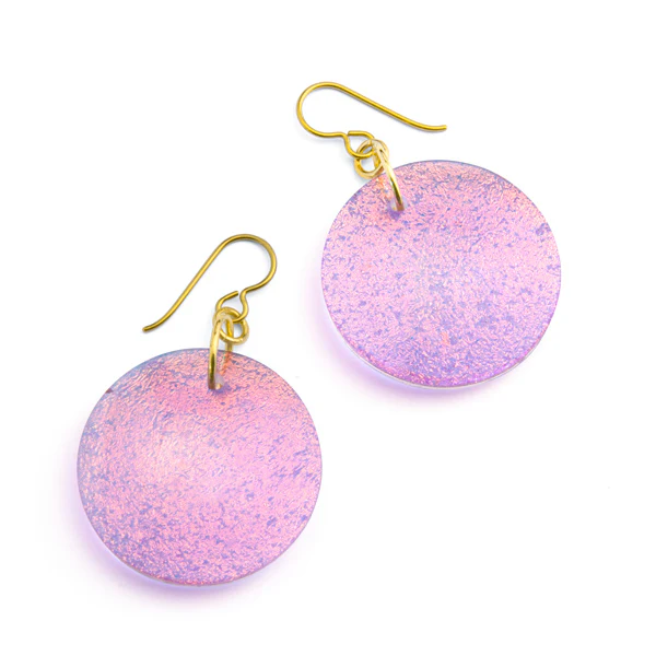 Deluxe Dichroic Eclipse Glass Earrings - Lavender Gold