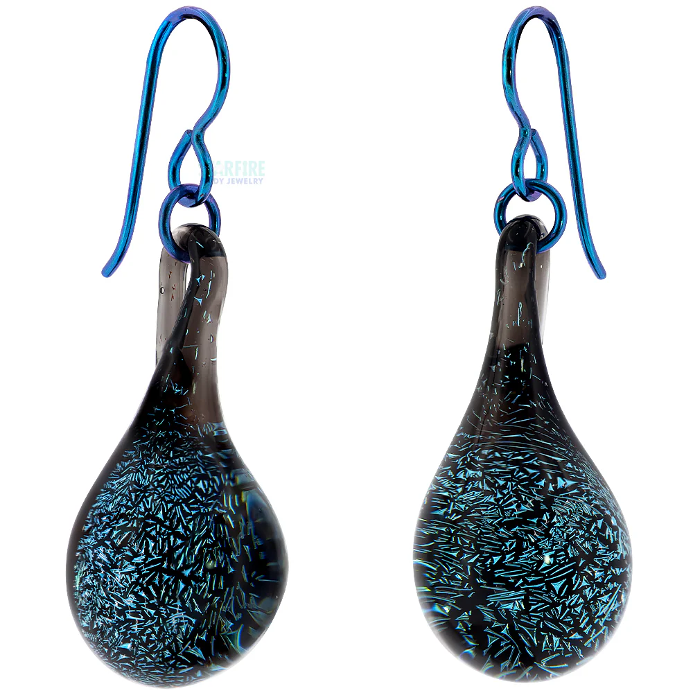 Dichroic Glass Earrings - Blue