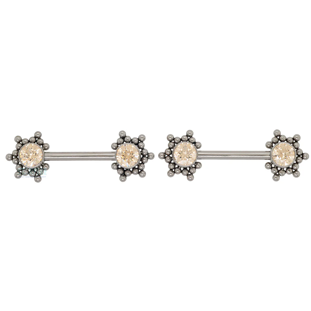 HC1T-34 'Haute Couture' Side Set Faceted Gem Nipple Barbells - pair - Image 5