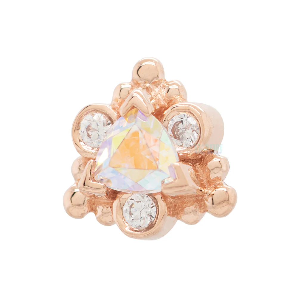 "Helana" Threaded End in Gold with Mercury Mist Topaz & White CZ