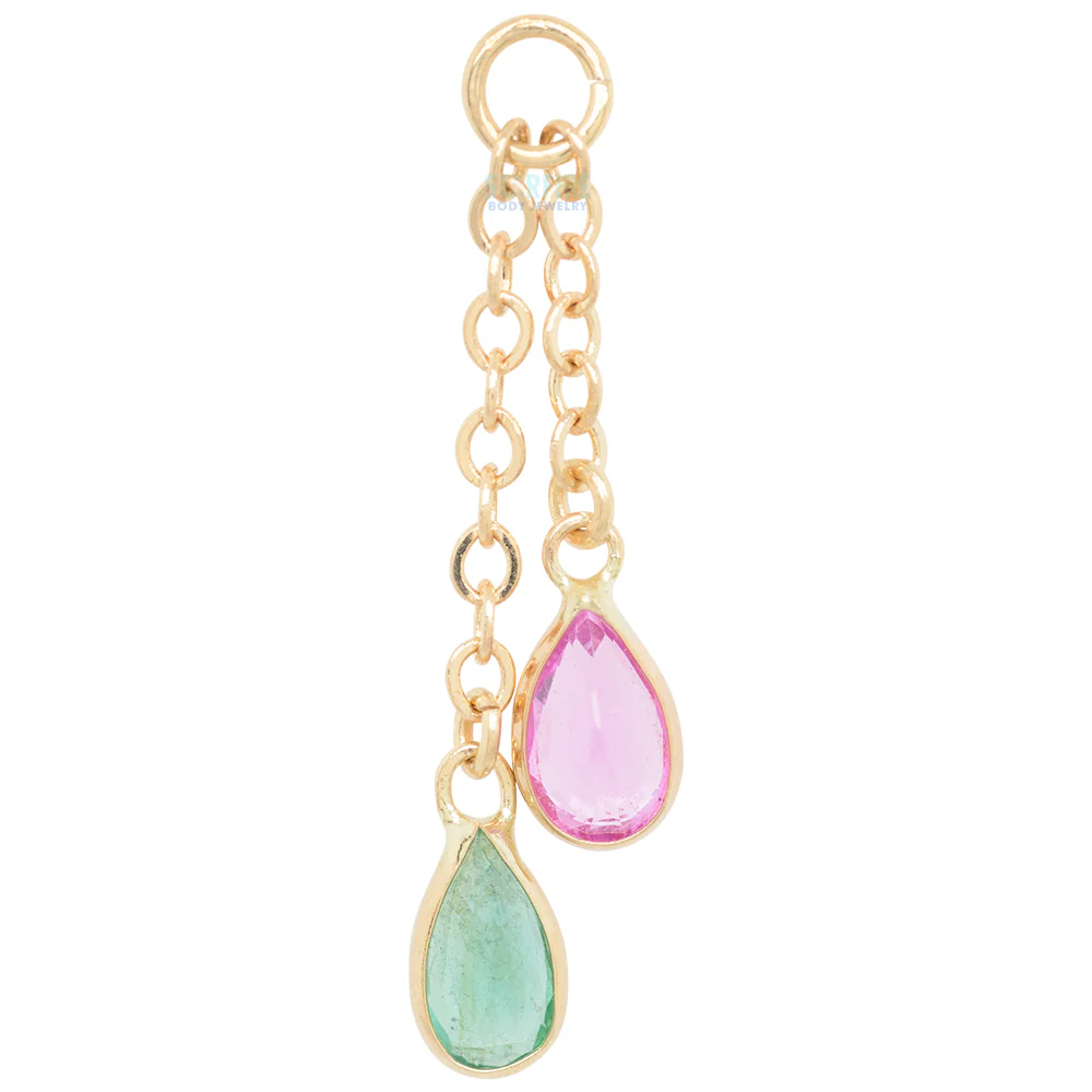 "Junto" Chain Charm in Gold with Gemstones - Image 4