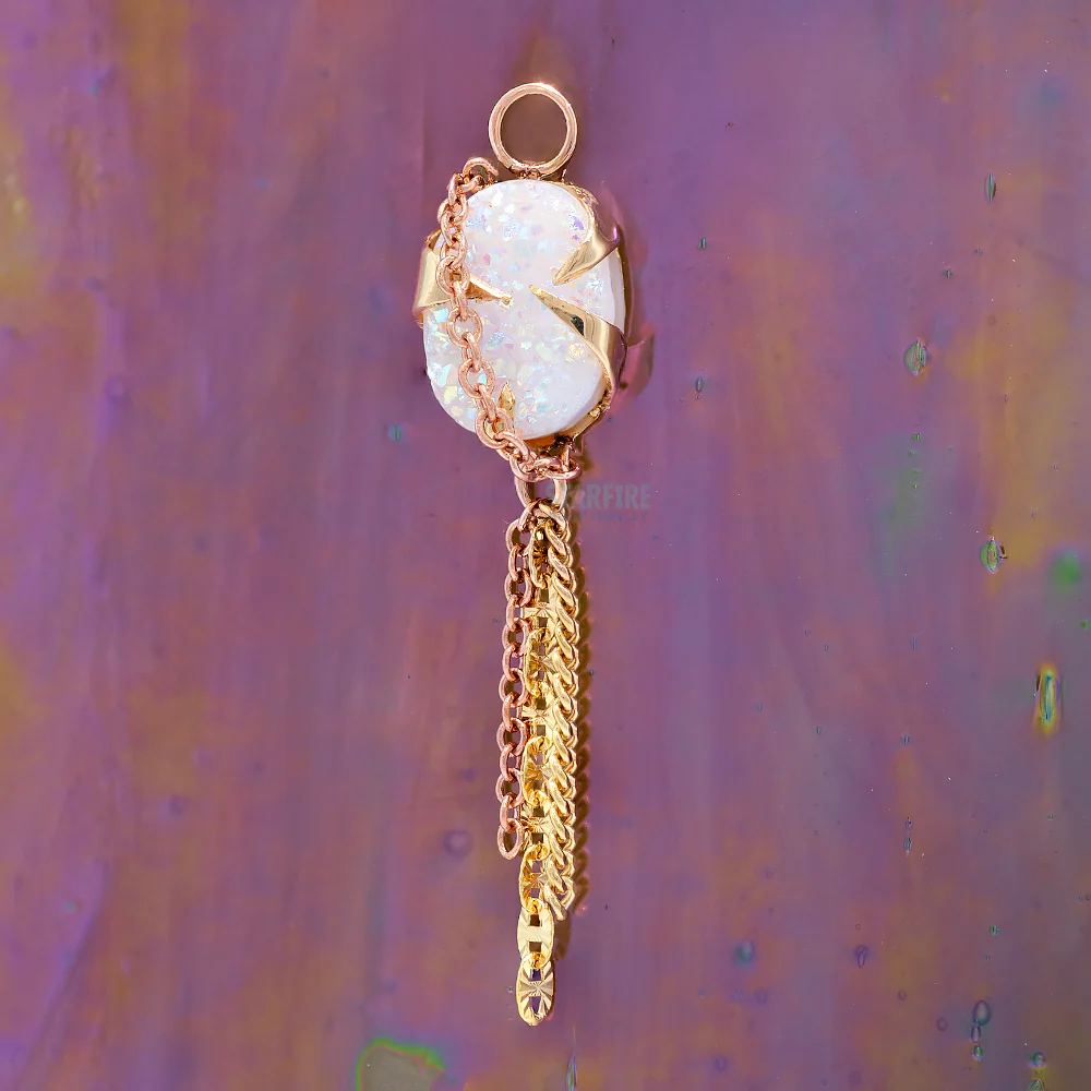 "Starfire" Chain Charm in Gold with Druzy Quartz - Image 2