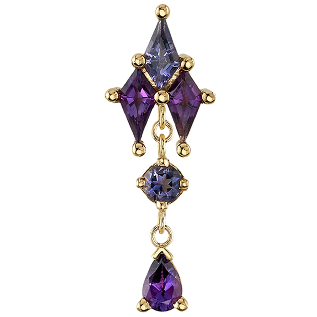"Howl" Threaded End in Gold with Amethyst & Iolite - Image 2