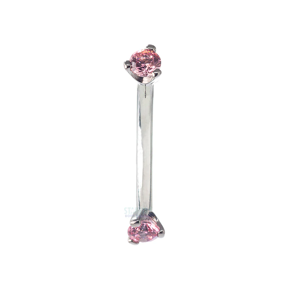 3 Prong-Set Faceted Gem Curved Barbell - Image 17