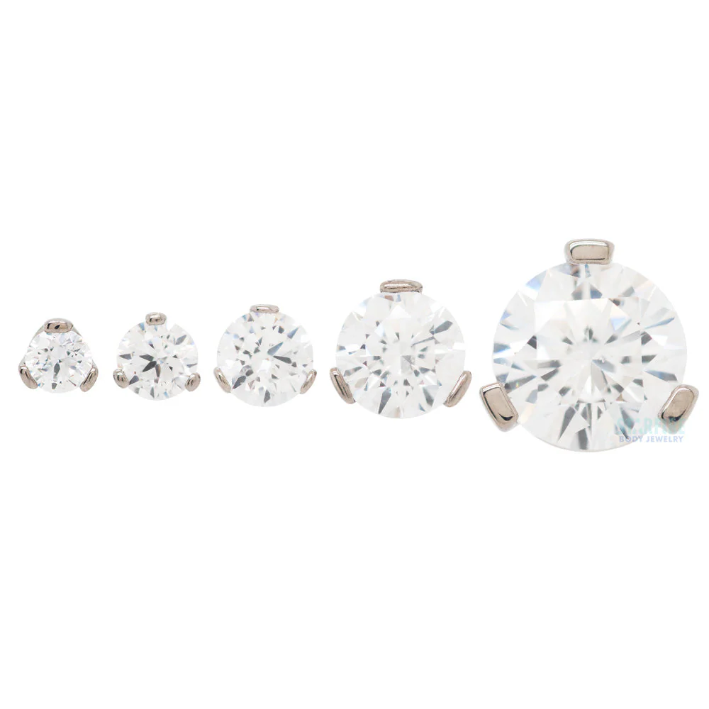 3 Prong-Set Threaded End with Faceted Gem - Image 2