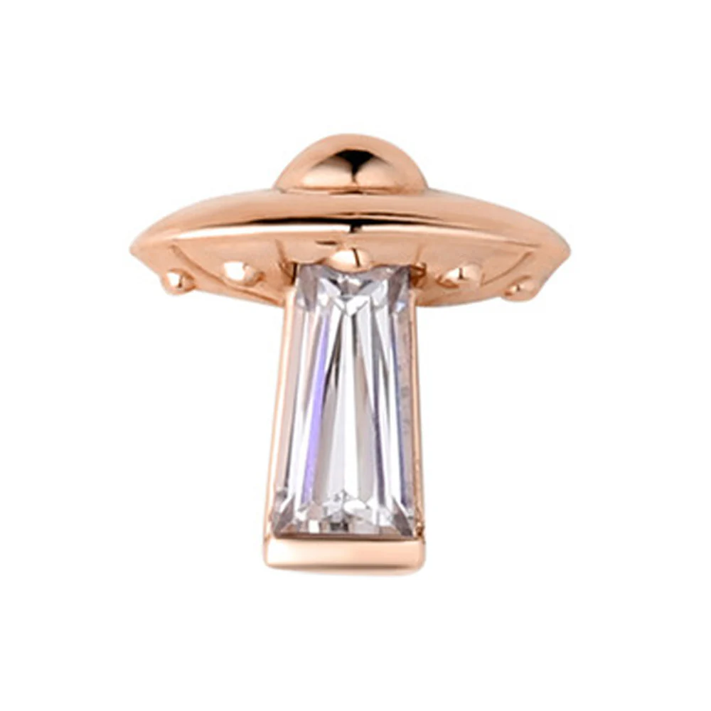 "Beam Me Up" with Faceted Gem Threaded End in Gold - Image 2