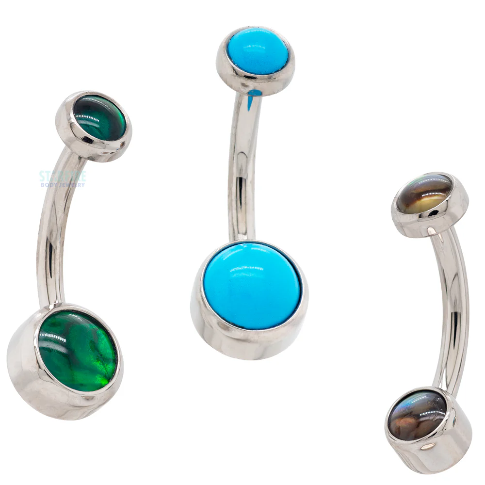 Bezel-set Natural Stone Cabochon Navel Curve