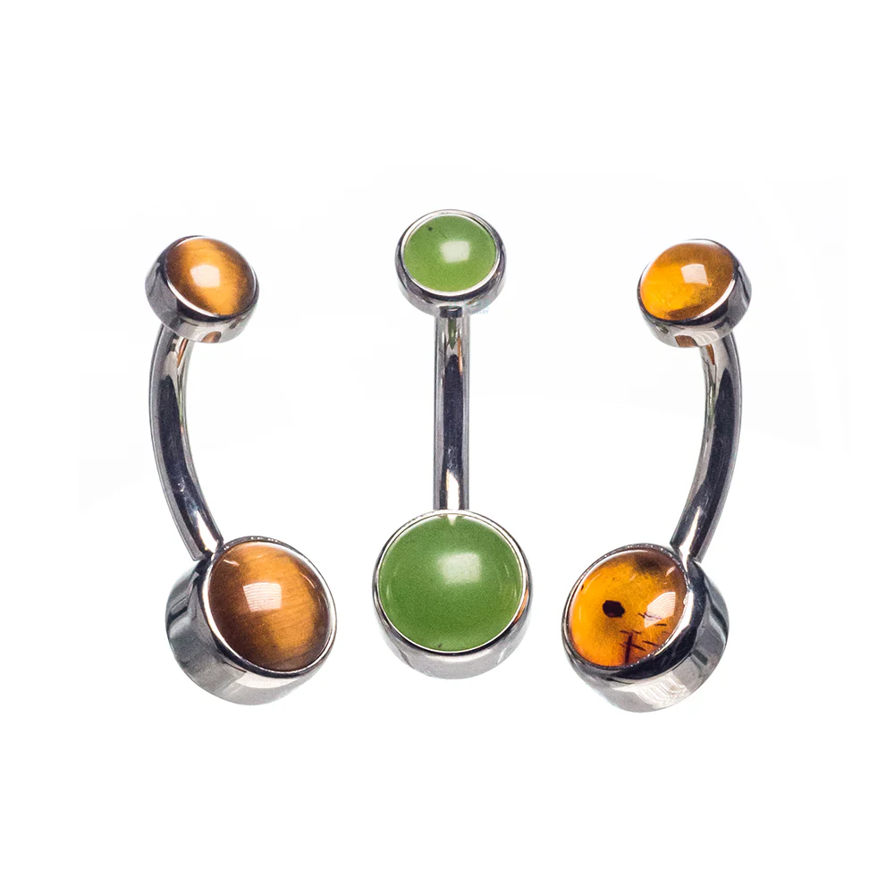 Bezel-set Natural Stone Cabochon Navel Curve - Image 2