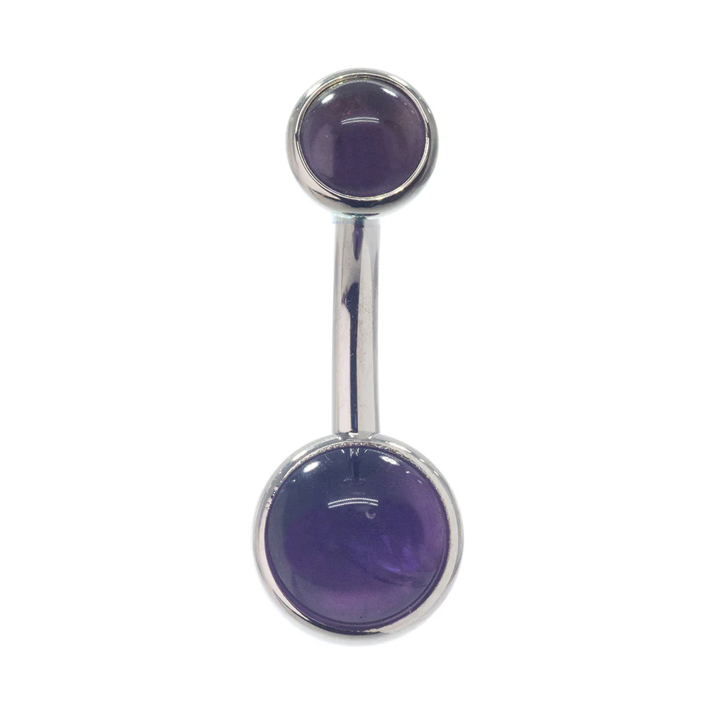 Bezel-set Natural Stone Cabochon Navel Curve - Image 8