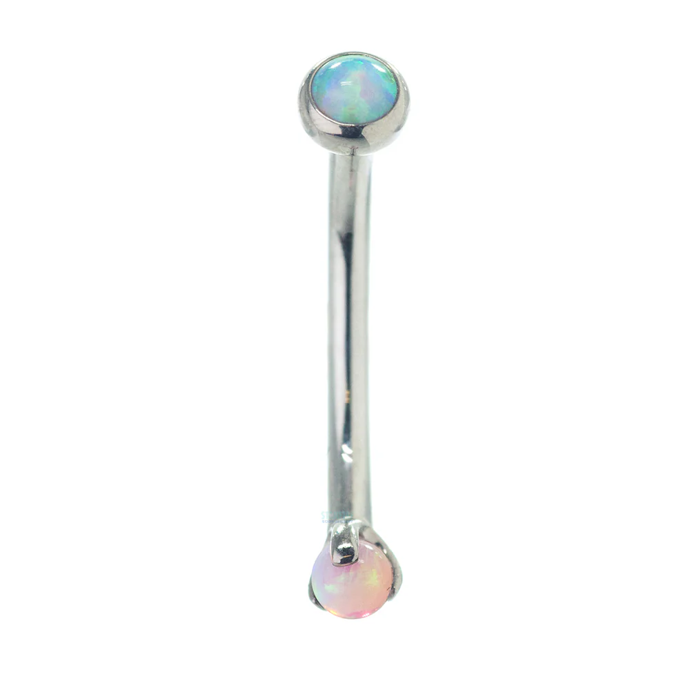 Opal in Bezel & Opal Ball in Prongs Curved Barbell - Image 10