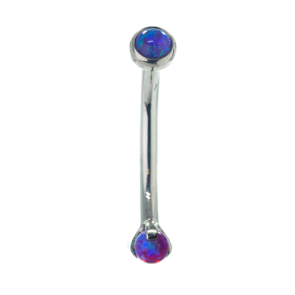 Opal in Bezel & Opal Ball in Prongs Curved Barbell - Image 12