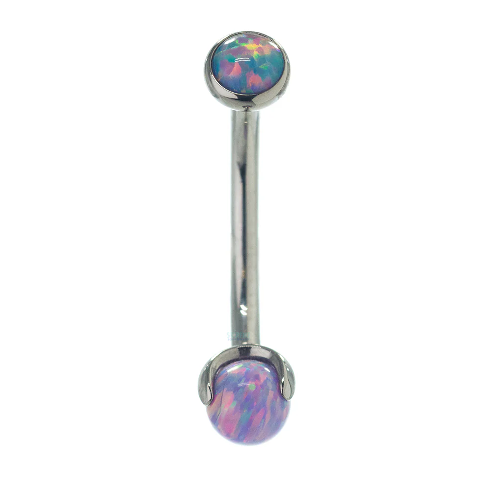 Opal in Bezel & Opal Ball in Prongs Curved Barbell - Image 14