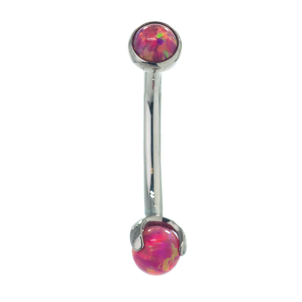 Opal in Bezel & Opal Ball in Prongs Curved Barbell - Image 16