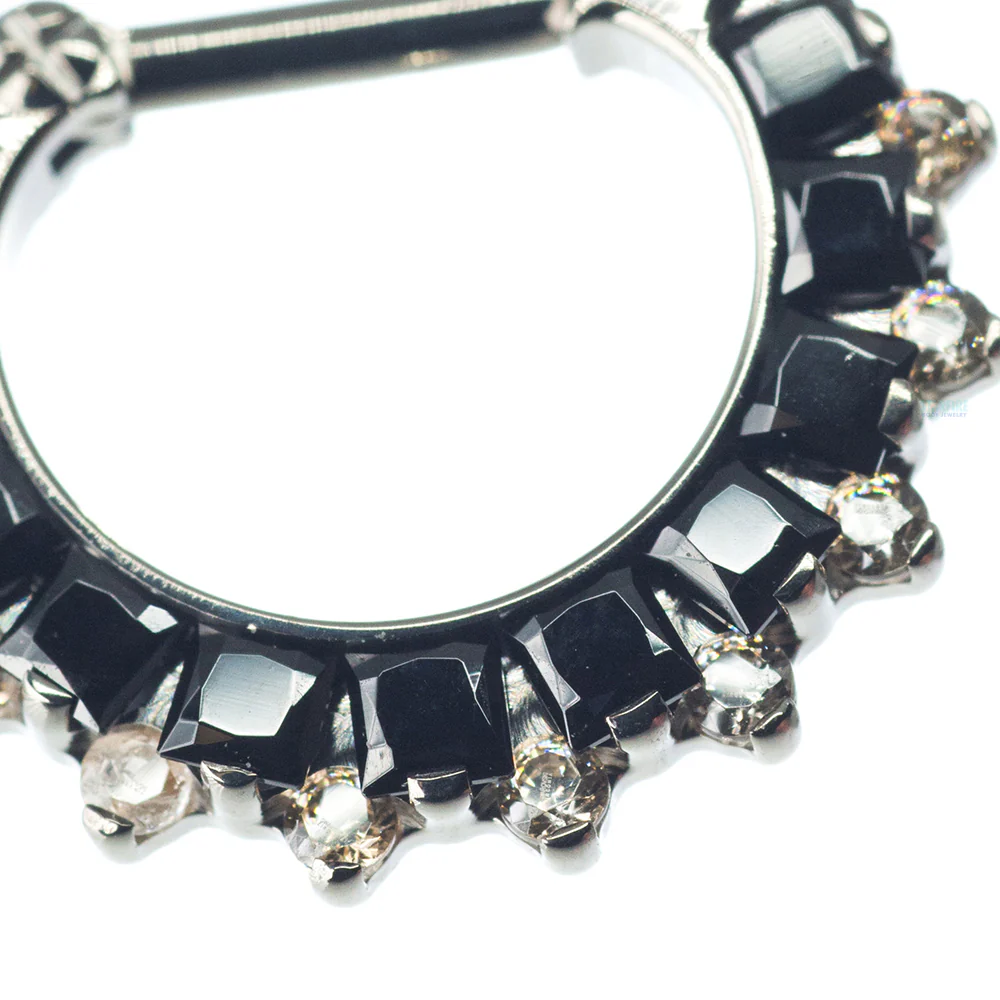 "Dione" Clicker #36 Princess-Cut & Round Faceted Gem - 1/4" post - custom color combos - Image 2