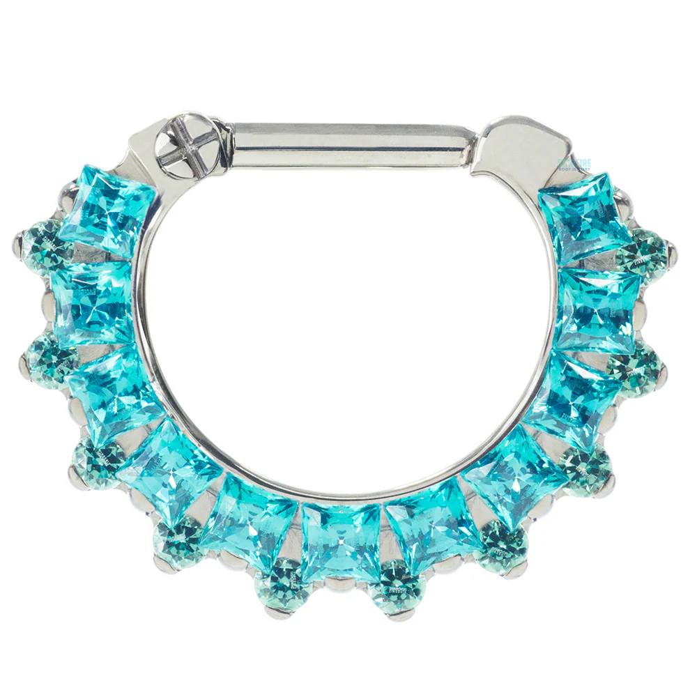 "Dione" Clicker #36 Princess-Cut & Round Faceted Gem - 1/4" post - custom color combos - Image 8