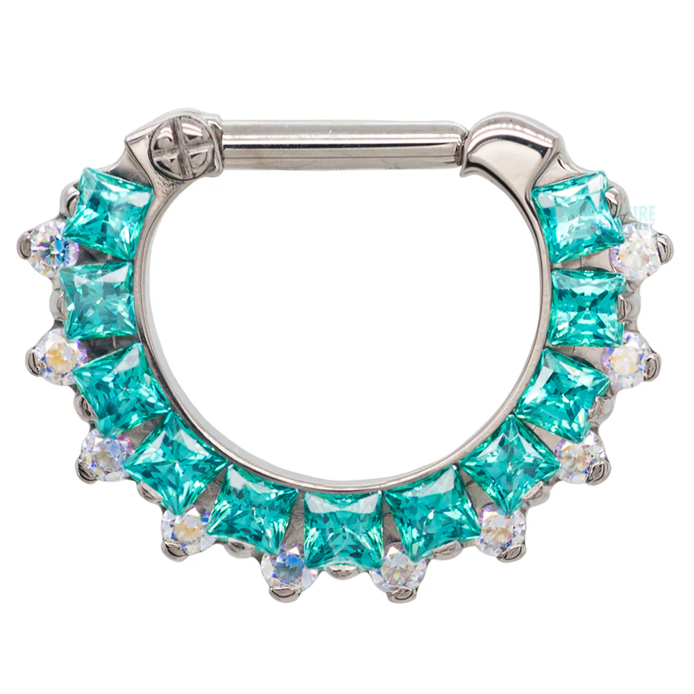 "Dione" Clicker #36 Princess-Cut & Round Faceted Gem - 1/4" post - custom color combos - Image 9