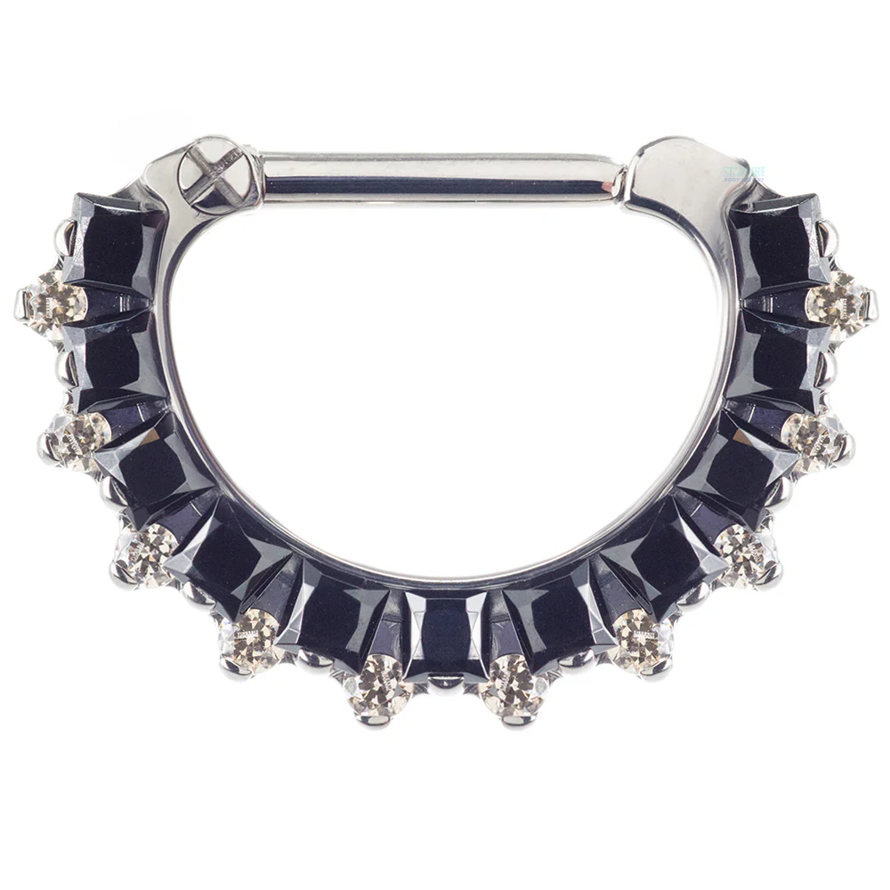 "Dione" Clicker #36 with Princess-Cut & Round Faceted Gems - 5/16" post (longer) - custom color combos