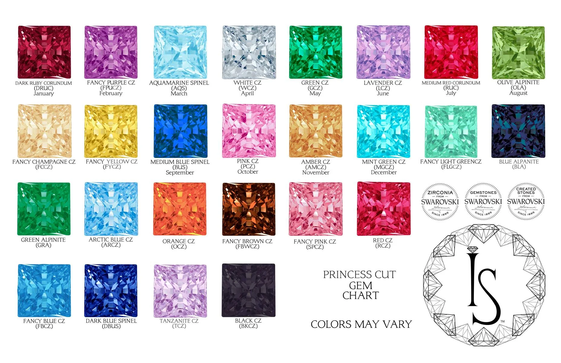 "Dione" Clicker #36 with Princess-Cut & Round Faceted Gems - 5/16" post (longer) - custom color combos - Image 2