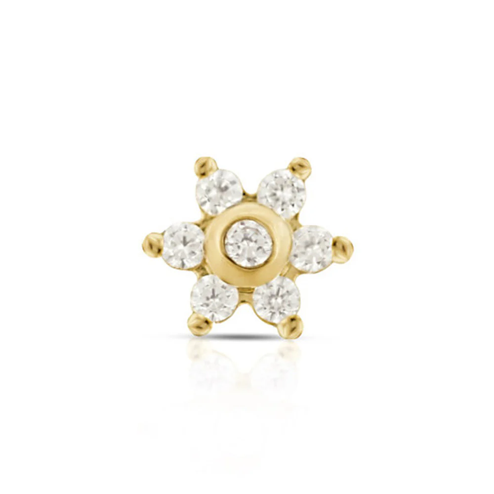 "Echo" Threaded End in Gold with Faceted Gem