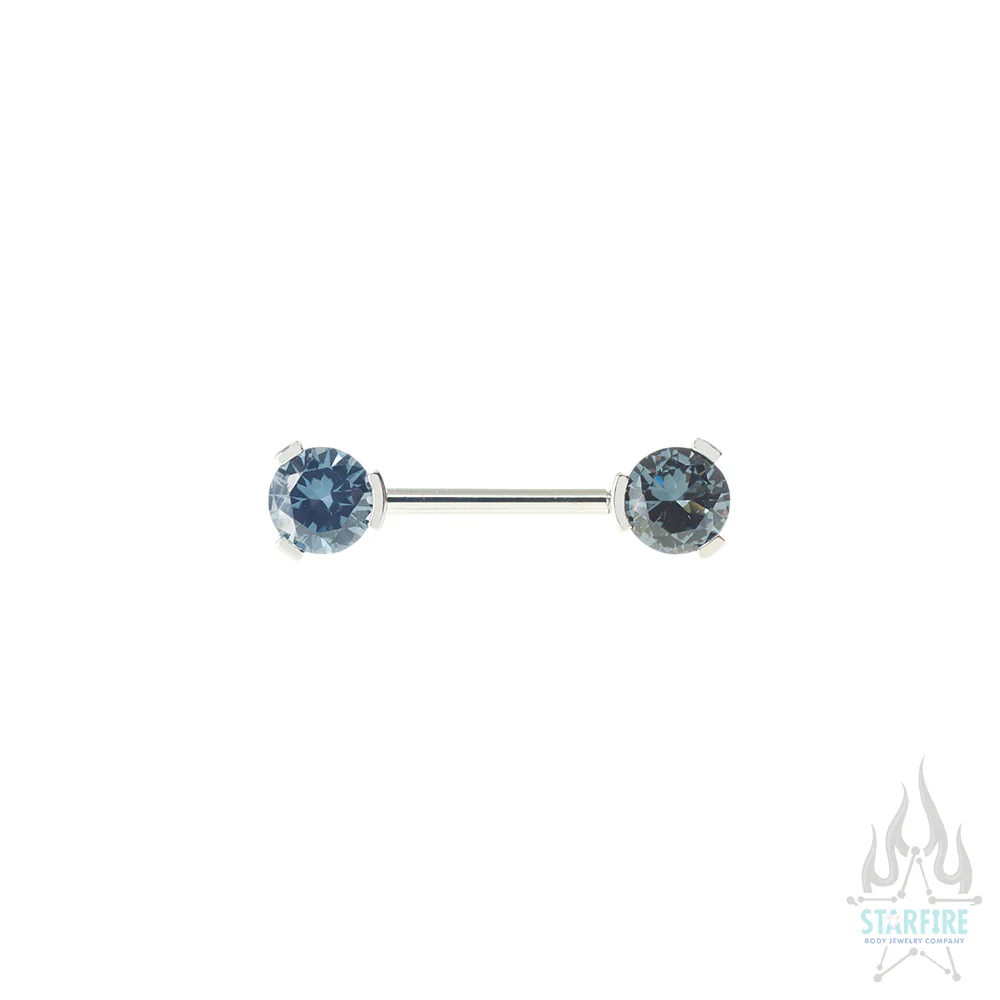 Faceted Gem Forward Facing Nipple Barbell in 3-Prong's - single - Image 10