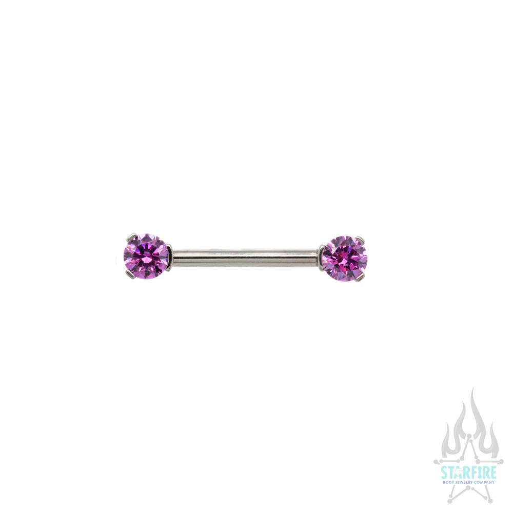 Faceted Gem Forward Facing Nipple Barbell in 3-Prong's - single - Image 11