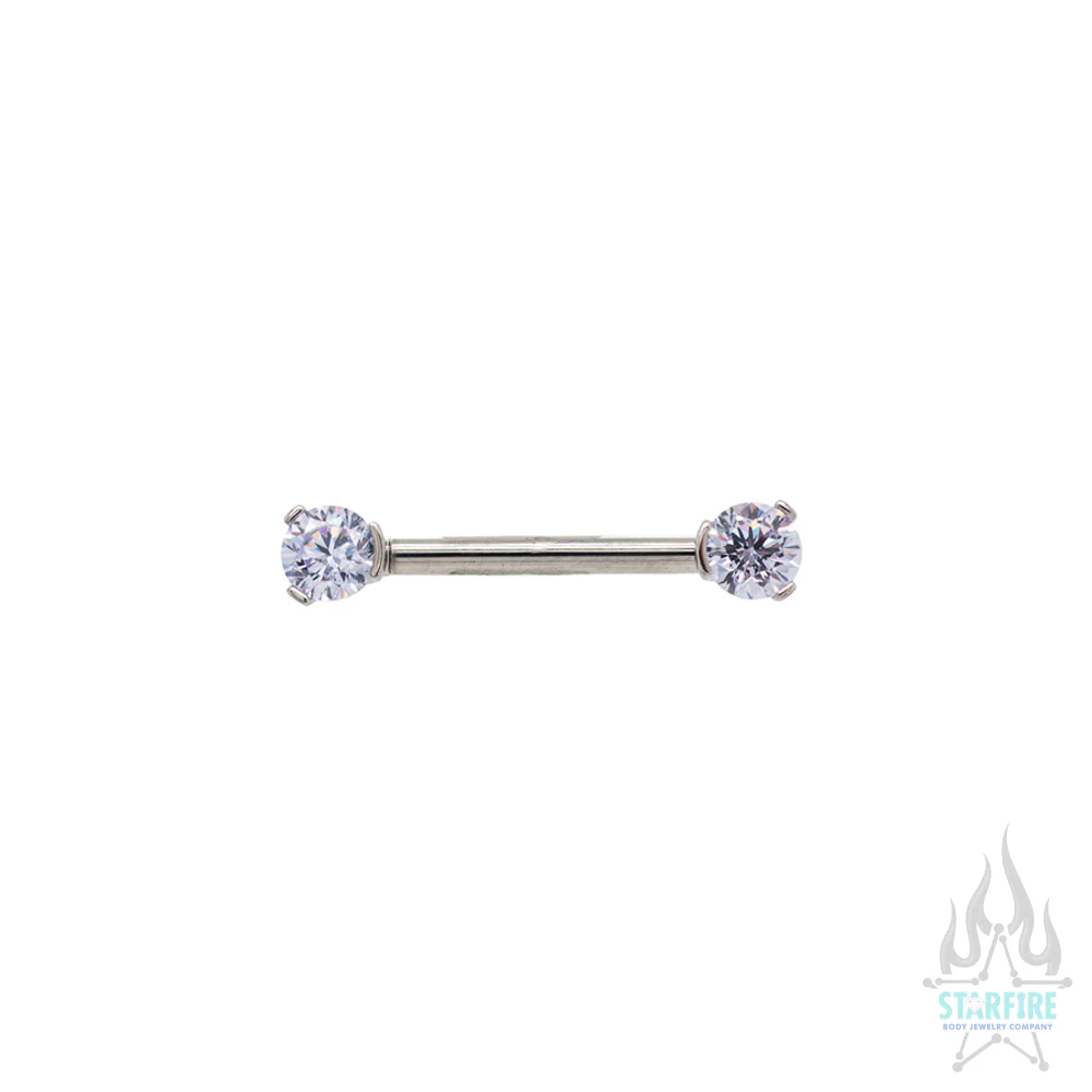 Faceted Gem Forward Facing Nipple Barbell in 3-Prong's - single - Image 12