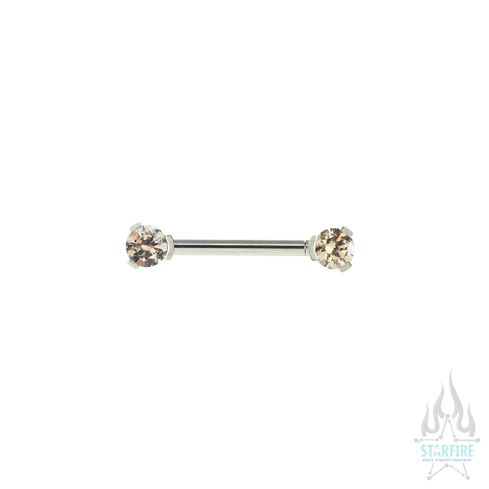 Faceted Gem Forward Facing Nipple Barbell in 3-Prong's - single - Image 13