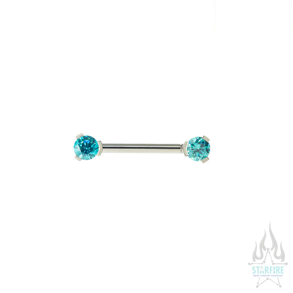 Faceted Gem Forward Facing Nipple Barbell in 3-Prong's - single - Image 14