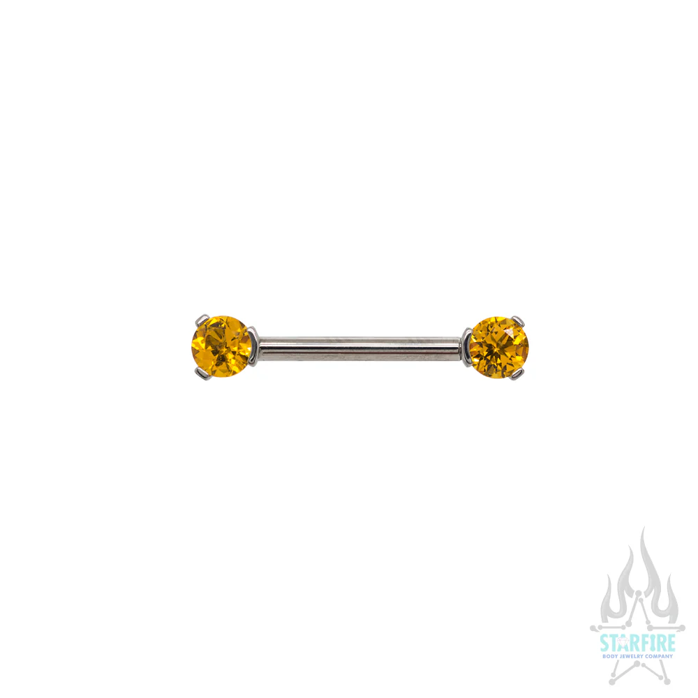 Faceted Gem Forward Facing Nipple Barbell in 3-Prong's - single - Image 23