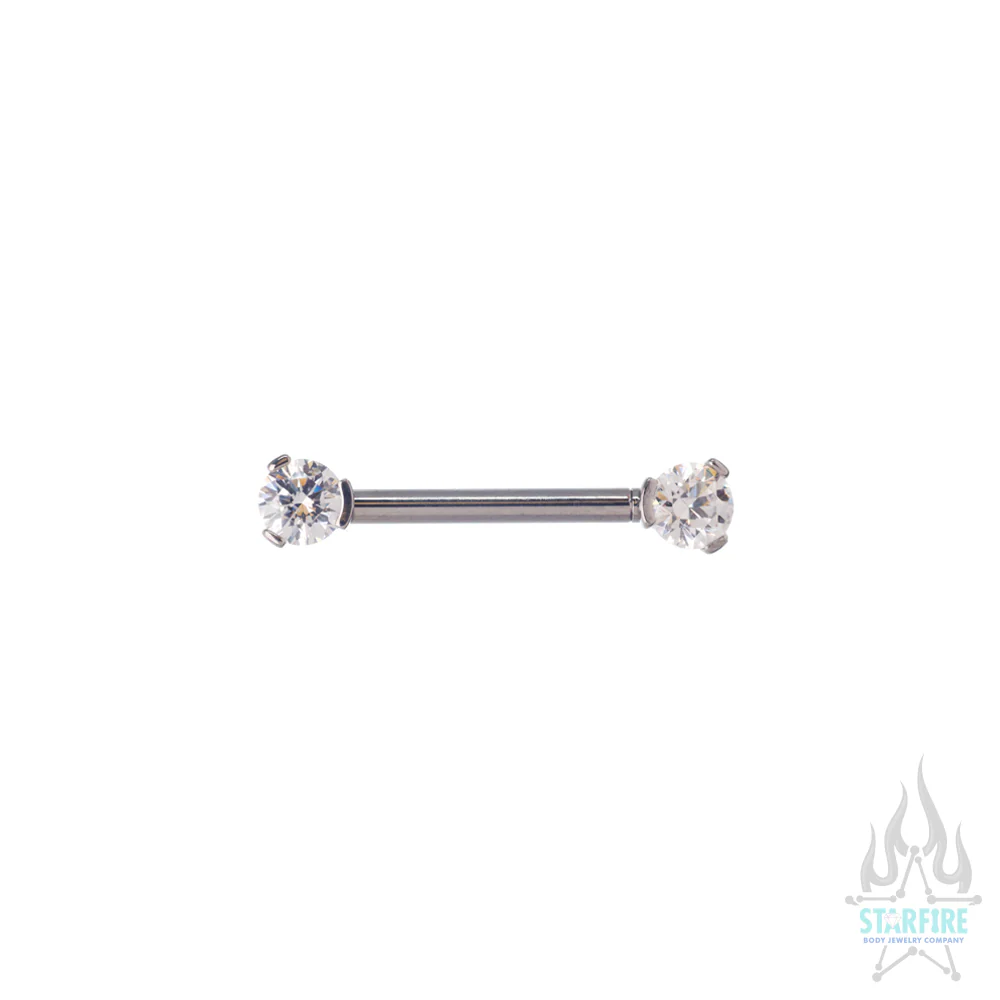 Faceted Gem Forward Facing Nipple Barbell in 3-Prong's - single - Image 3