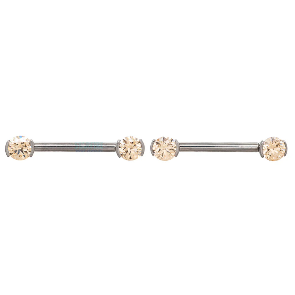 Faceted Gem Forward Facing Nipple Barbells in 2-Prong's - pair - Image 7
