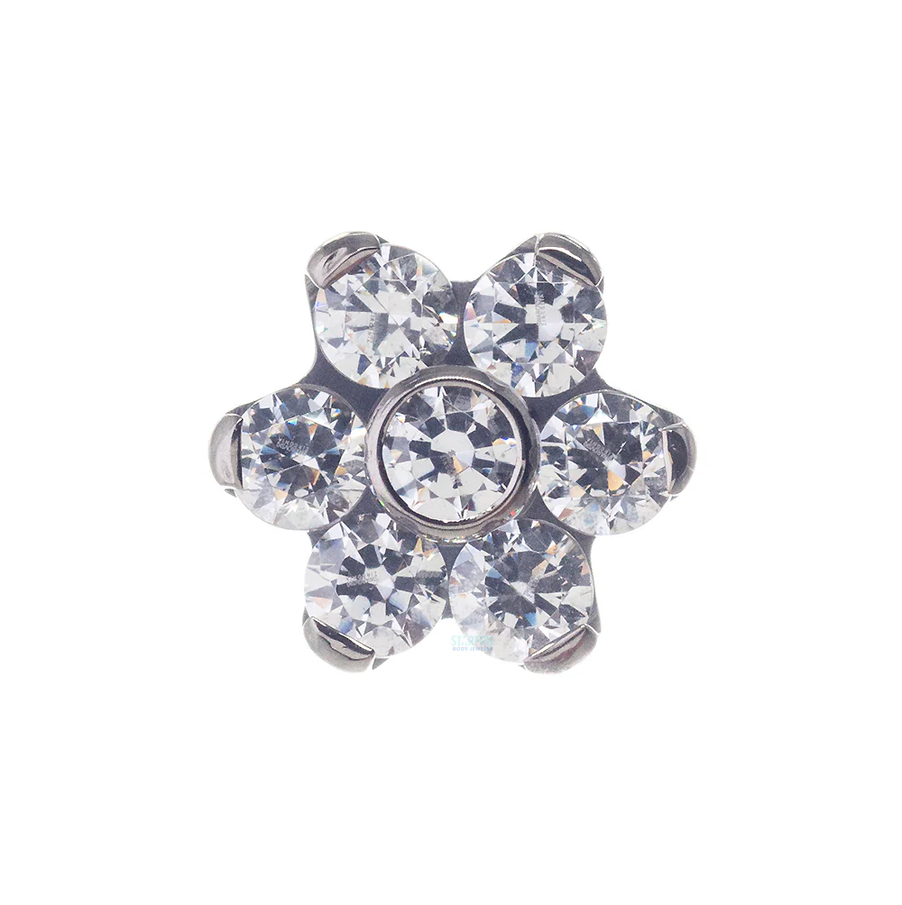 Flower Threaded End with Faceted Gems