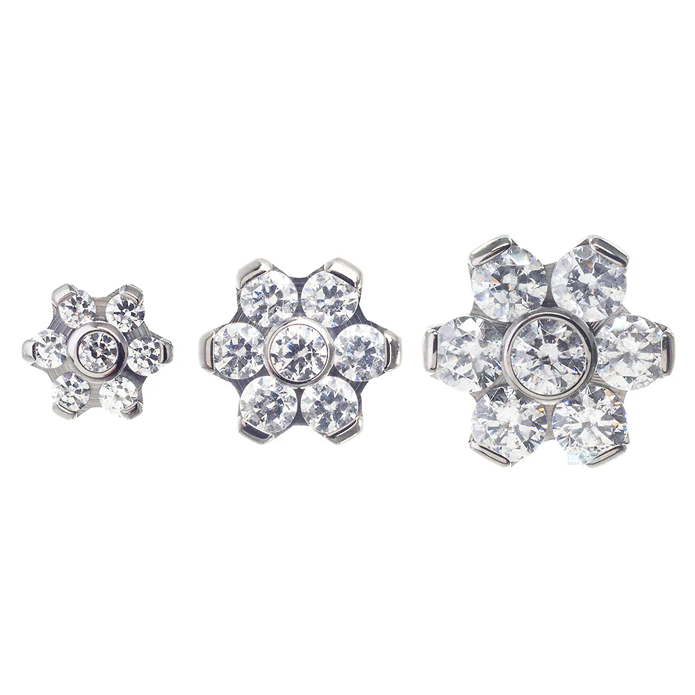 Flower Threaded End with Faceted Gems - Image 2