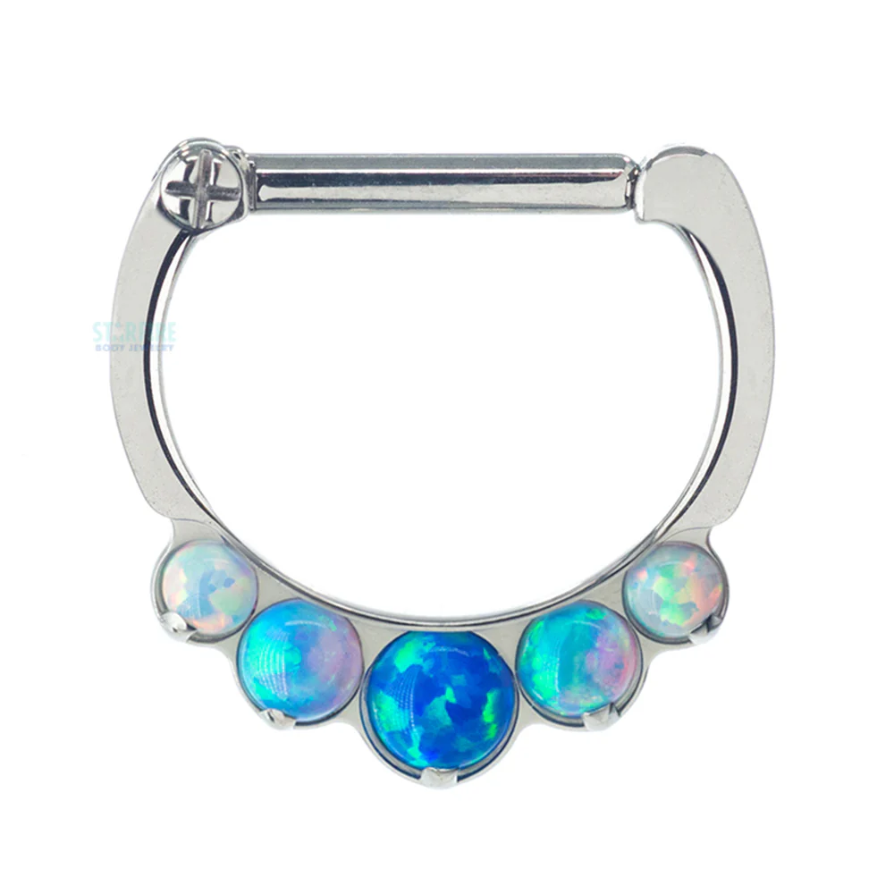 "Odyssey" Clicker #8 with 5 Graduated Opals - 1/4" post - custom color combos - Image 3