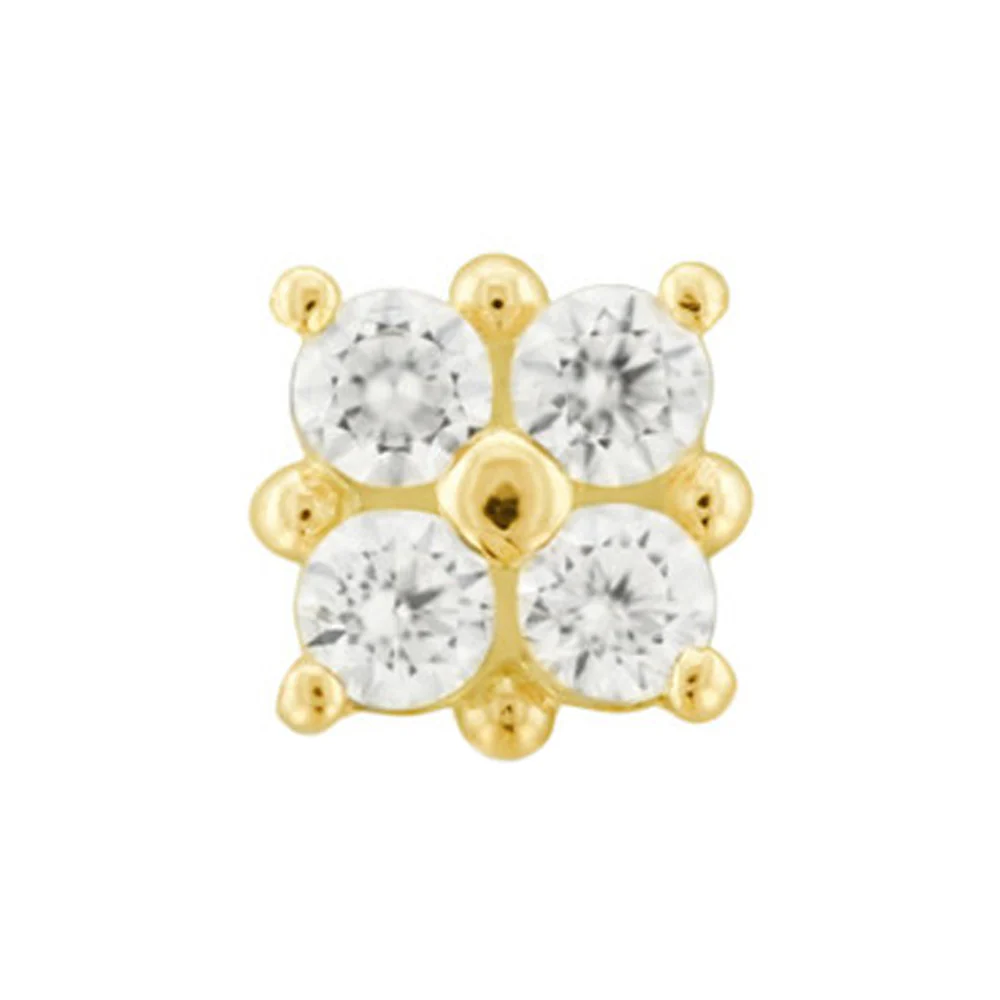 "Kalos" with Faceted Gems Threaded End in Gold