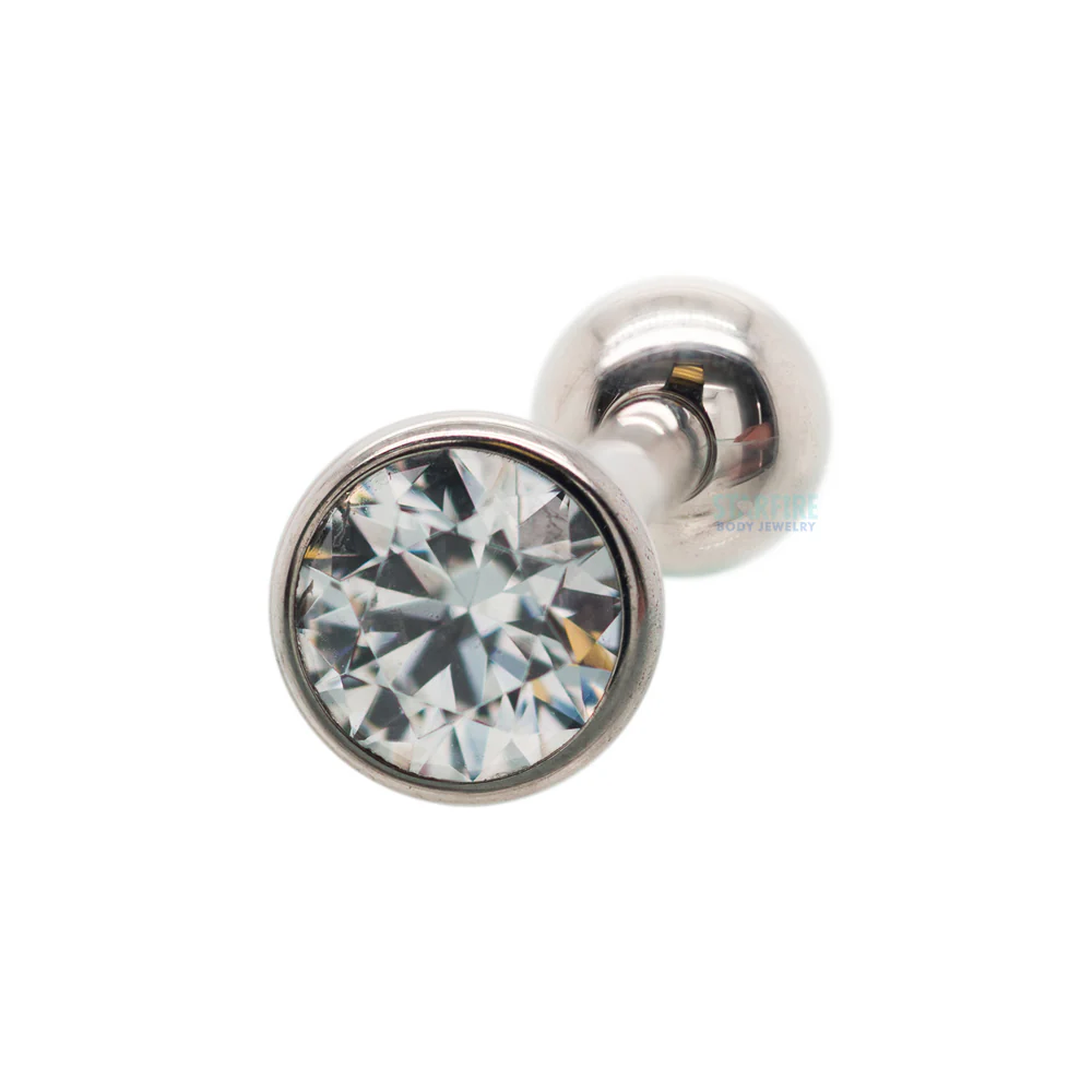 Low Profile Faceted Gem Tongue Barbell - Image 3